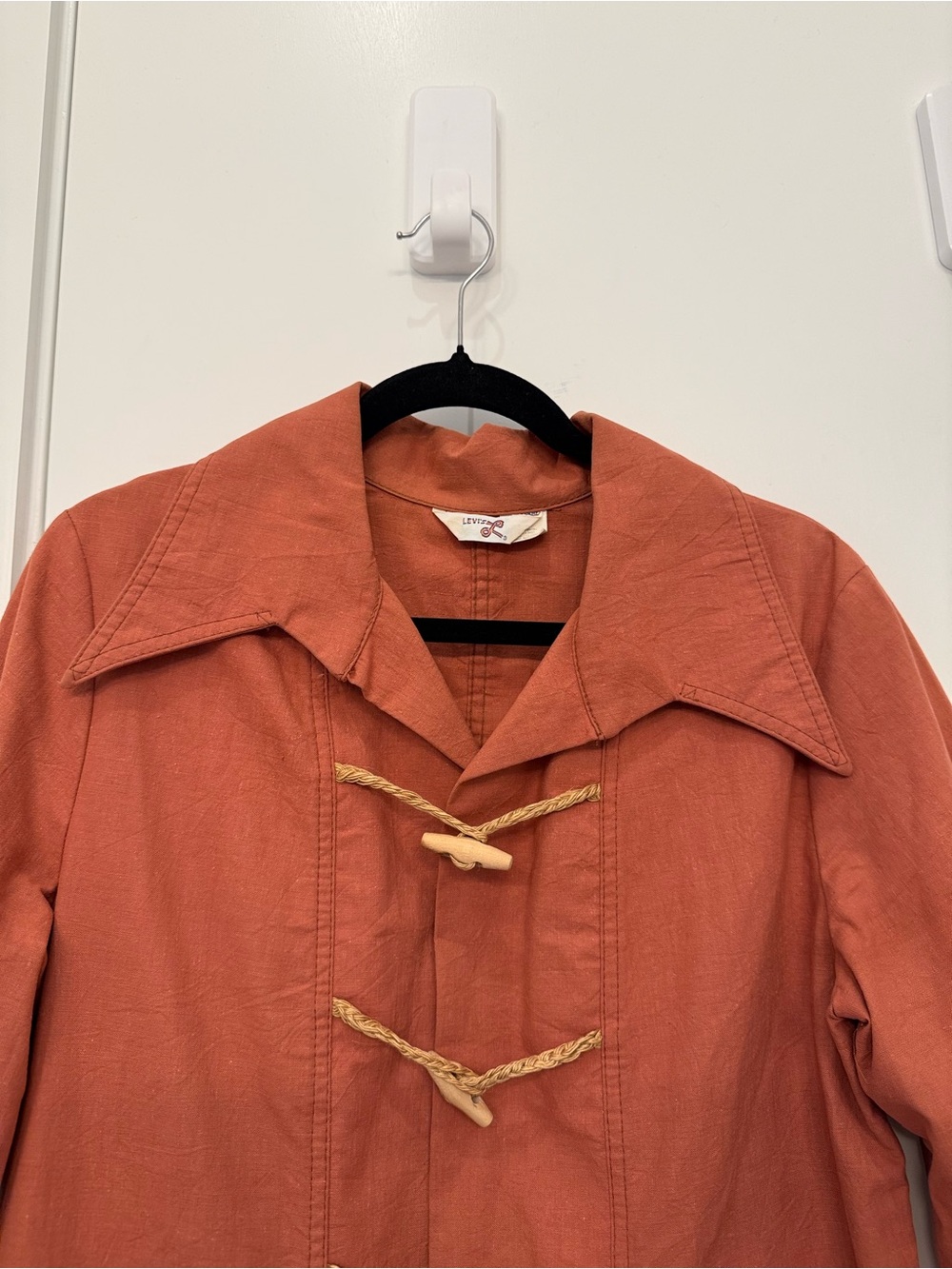 VTG 70s Levis Rare Script Ribbon L Tag Rust Canvas Toggle Safari Jacket Size L - Picture 3 of 9